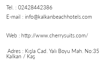 Cherry Suite Hotel Kalkan iletiim bilgileri